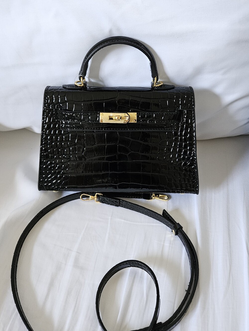 Croc Embossed Mini Box Bag